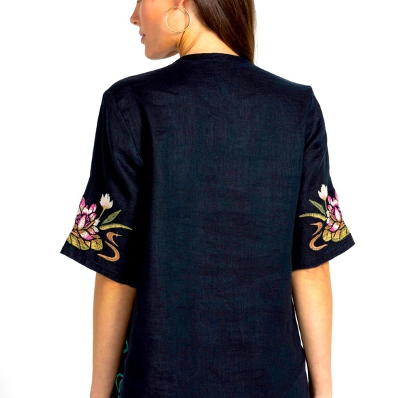 Johnny Was Maisie Embroidered Linen Blouse M - Picture 3 of 12